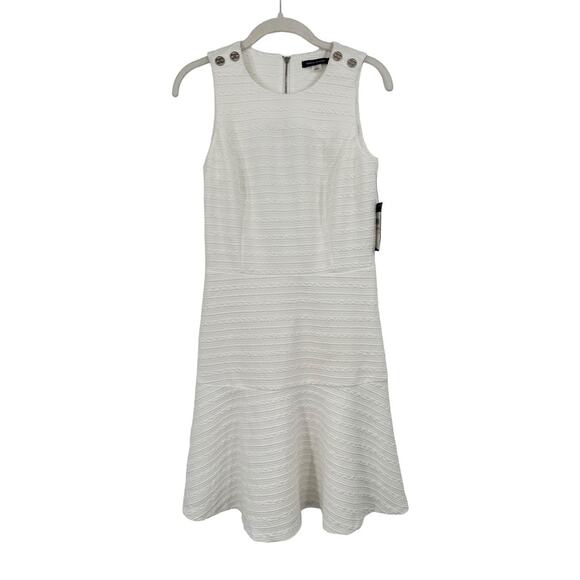 TOMMY HILFIGER Button-Trimmed Jacquard-Knit Fit & Flare Dress - Size 2 NWT - Picture 2 of 16